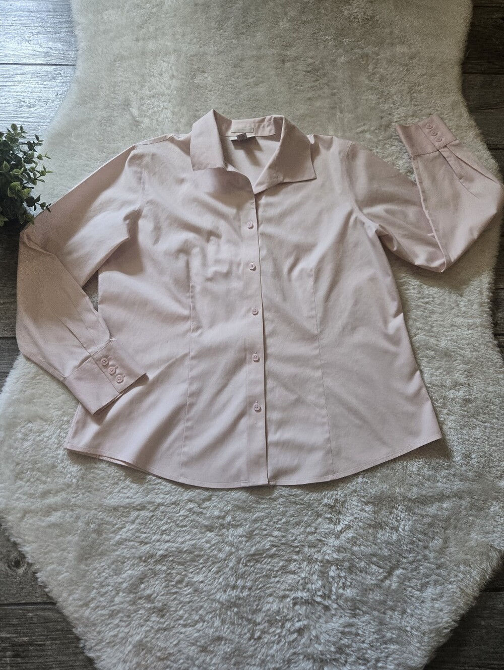 Chico's Pink No Iron Stretch Tailored Blouse, Chico's 2 - US Large/12